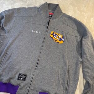 Franchise Club LSU Tigers Mens XXL Full Zip Fleece Jacket Gray Purple Varsity